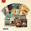32pcs, vintage coffee postcards, wall stickers, mailing cards, greeting cards, DIY postcards, souvenir postcards, decorations