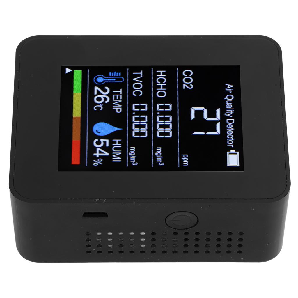 5 In 1 Air Quality Monitor Digital Portable Carbon Dioxide Detector TVOC HCHO Temperature Humidity Tester