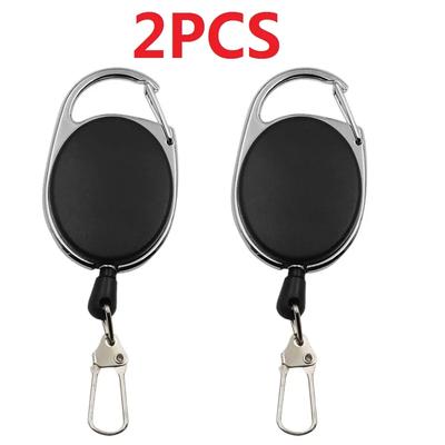 2/4Pcs Retractable Key Chain Reel Badge Holder Fly Fishing Zinger Retractor with Quick Release Spring Clip