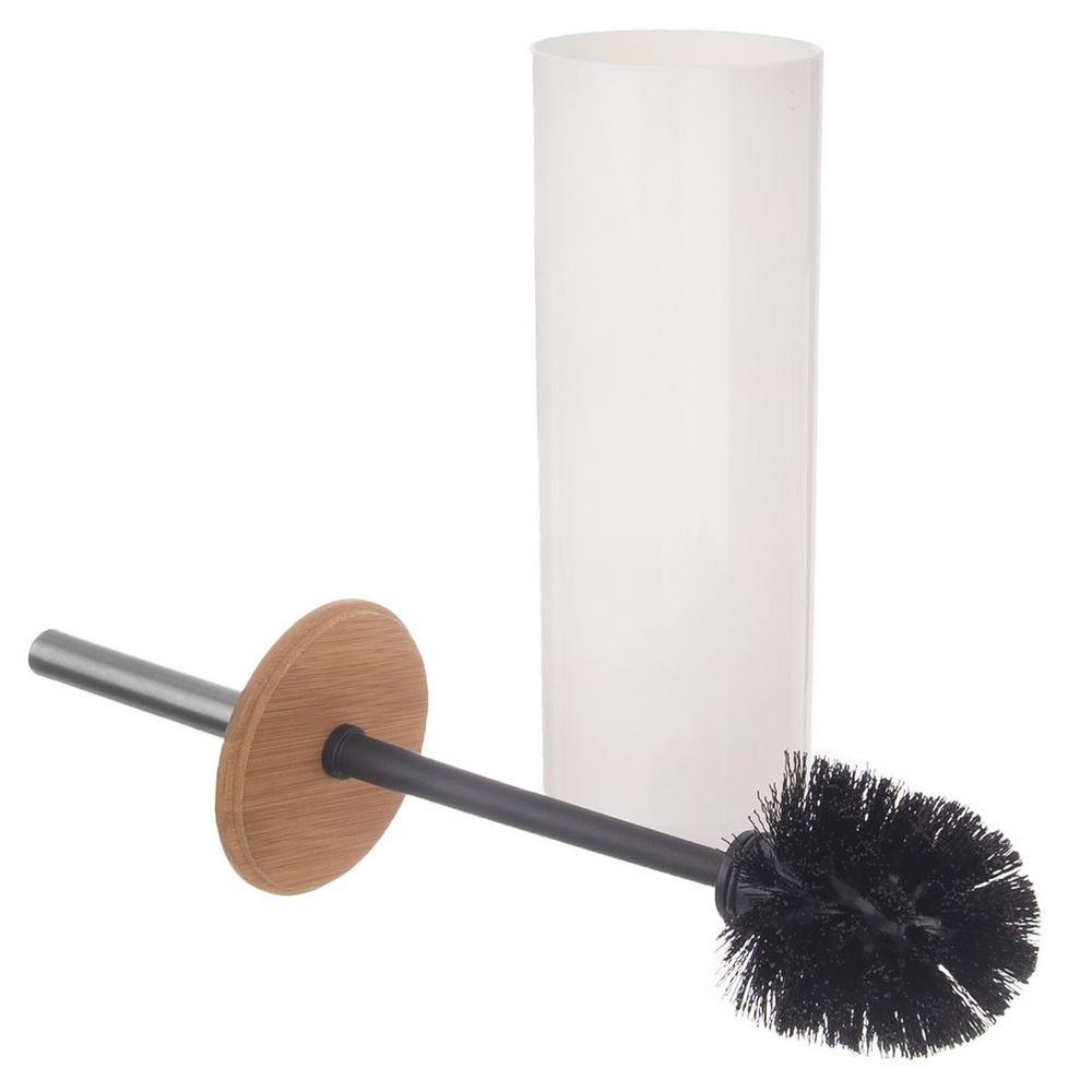 Toilet brush with stand, bamboo, white, WHITNEY, 37 cm