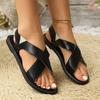 Sandals 2025 Summer New Casual Fashion Versatile Flat Bottom Simple Soft Bottom Open Toe Cross Large Beach Shoes