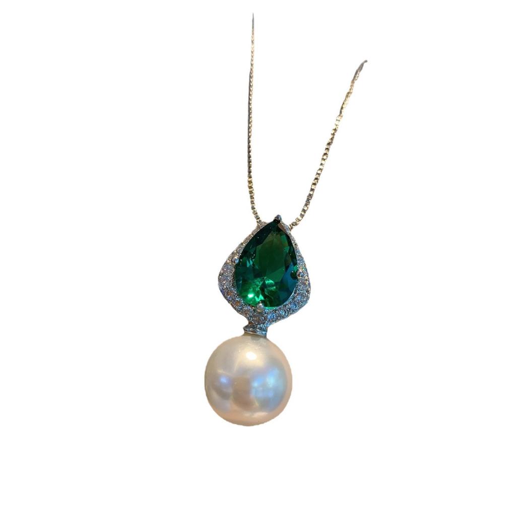 Hot Emerald Pear Necklace European American Earrings Jewelry Pearl Necklace Wedding Dinner Party Accessories