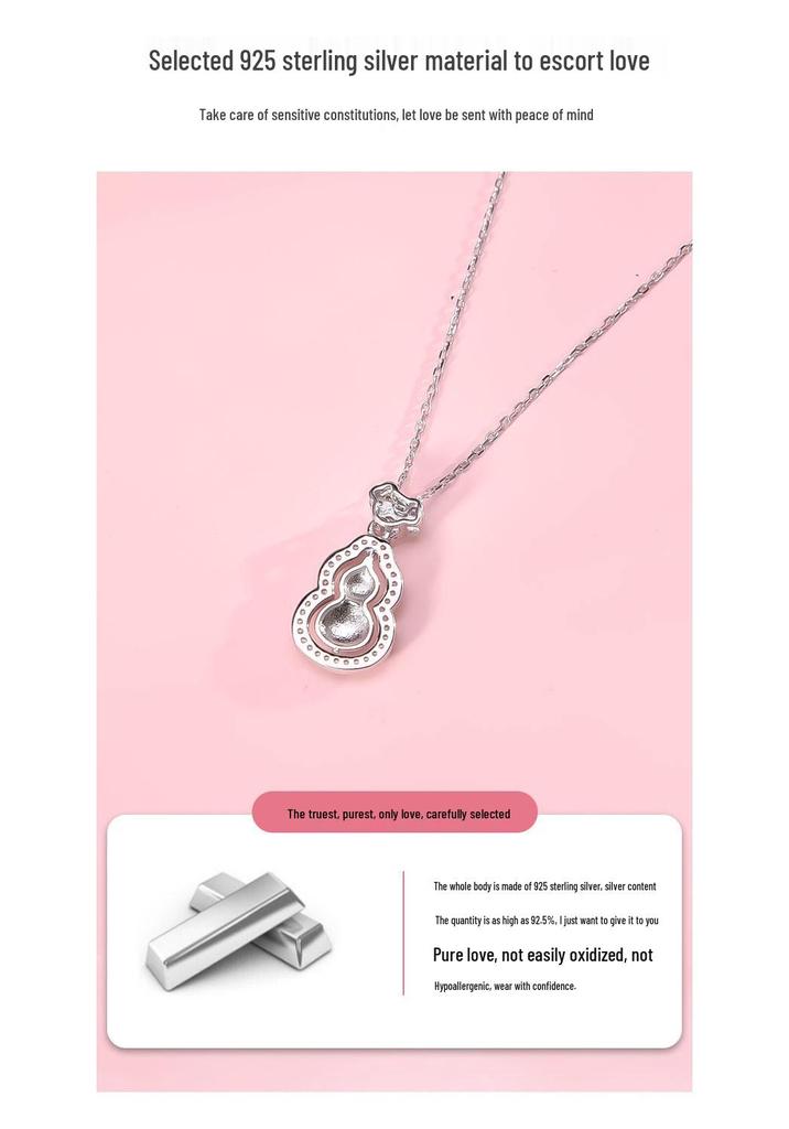 New Chinese Style S925 Sterling Silver Gourd Clavicle Necklace for Women - Trendy Niche Design