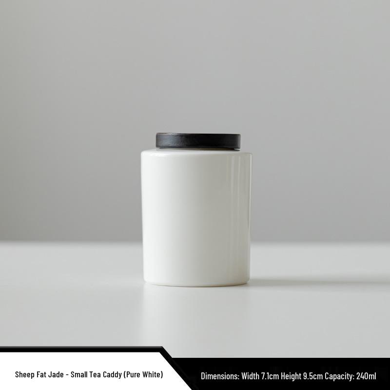 Moisture-Proof Jade White Porcelain Tea Caddy - High-Grade Sealed Ceramic Storage Jar with Custom Logo