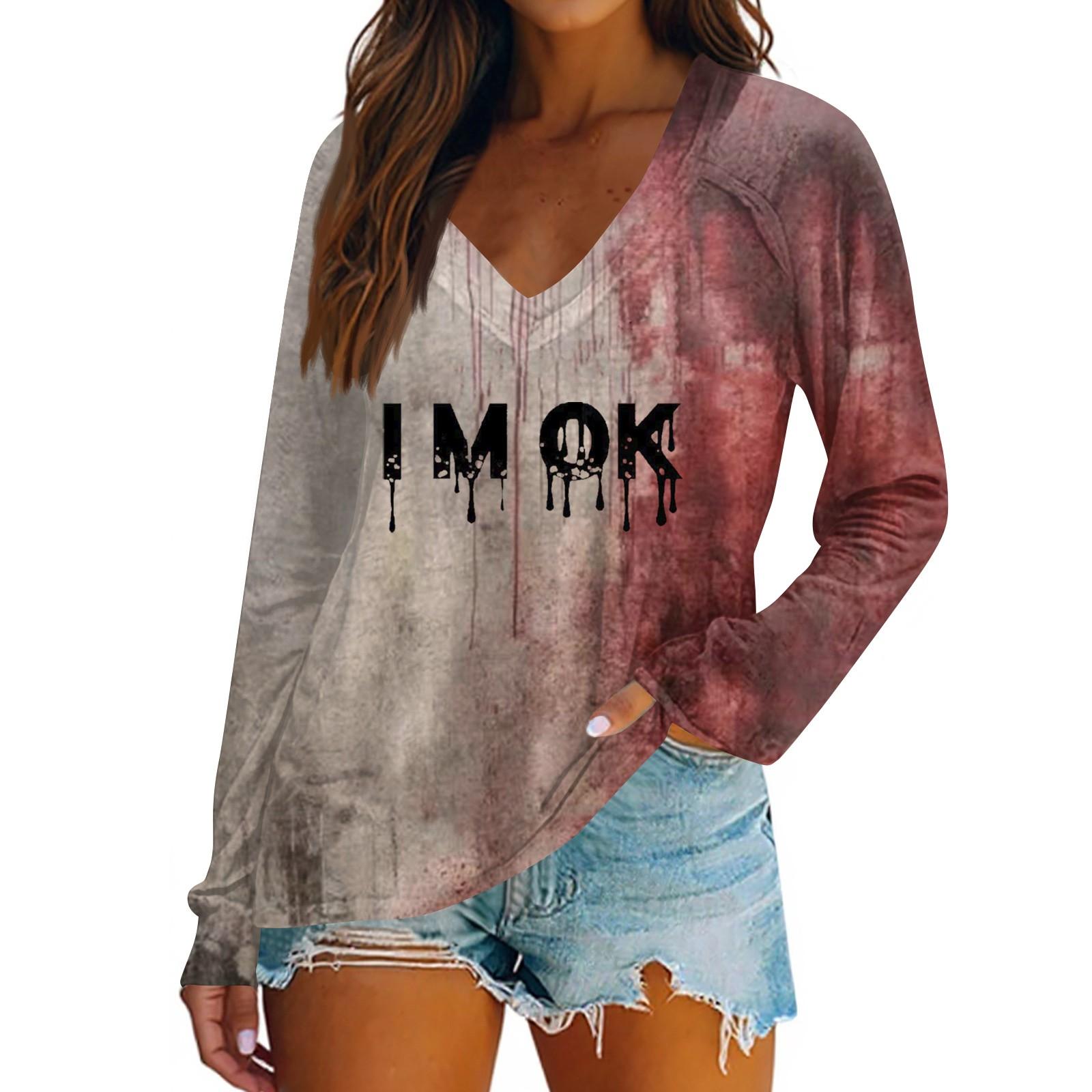 

Women s Casual Fashion Snowflake Printed Vintage Casual Print Long Sleeve V-Neck Pullover Top Blouse XXL