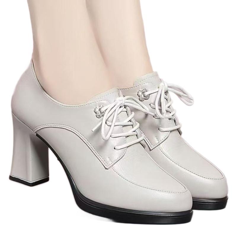 New Style Thick-soled Anti-slip Shoes, Soft Leather Thick Sole, Casual High-heeled Single Shoes for Women