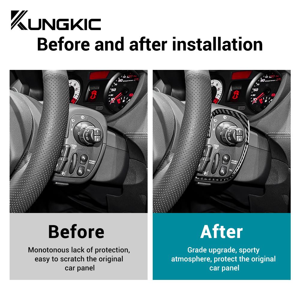 Riktigt mjuk kolfiberdekal för Renault Clio 3 2006 2007 2008 2009 2010 2011 2012 Interiör Bil Rattknappram