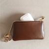 Vintage PU Leather Key Wallet Zipper Coin Purse Mini Key Holder Pouch with Keychain Small Storage Bag for Cash Cards Earphones Lipstick Women Men