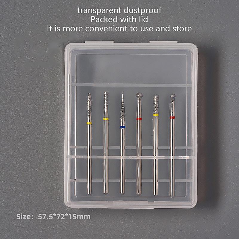 6Pcs/Set Diamond Nail Grinding Head Polishing Grinding Nail Electric Manicure Tool Cuticle Nail Sander Drill Bit Accessories