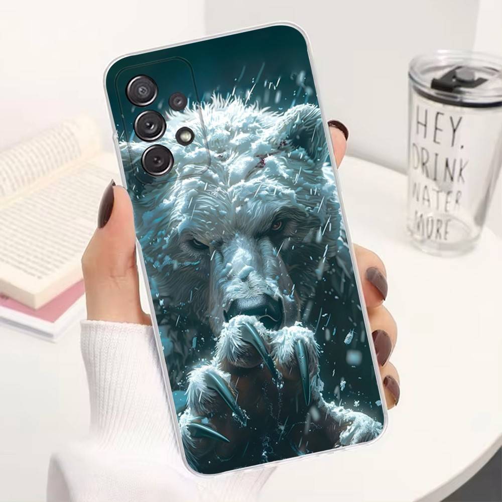 

Bear Ferocious Fashion Phone Case For Samsung A51,71,30,S21,10,20,Ultra,FE,Lite, S22,23,9,PIus,Transparent, Silicone SamsungA31