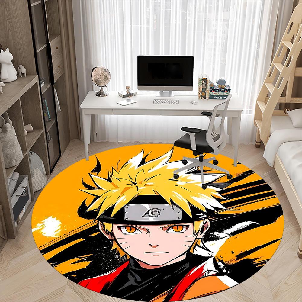 1pc Naruto Uzumaki Office Round Area Rug, Indoor Mat Suitable For Office,Bedroom Living Room Home Decor, Room Deco a0926099