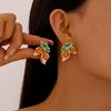 Light Luxury Flower Earrings Oil Drop Sweet Stud Earrings Trendy Vintage Earrings Women  Party
