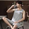 Mens Modal Cool Pajamas Set Summer Round Collar Shorts Modal Nightwear Fashion Gentleman Elegant Sleepwear