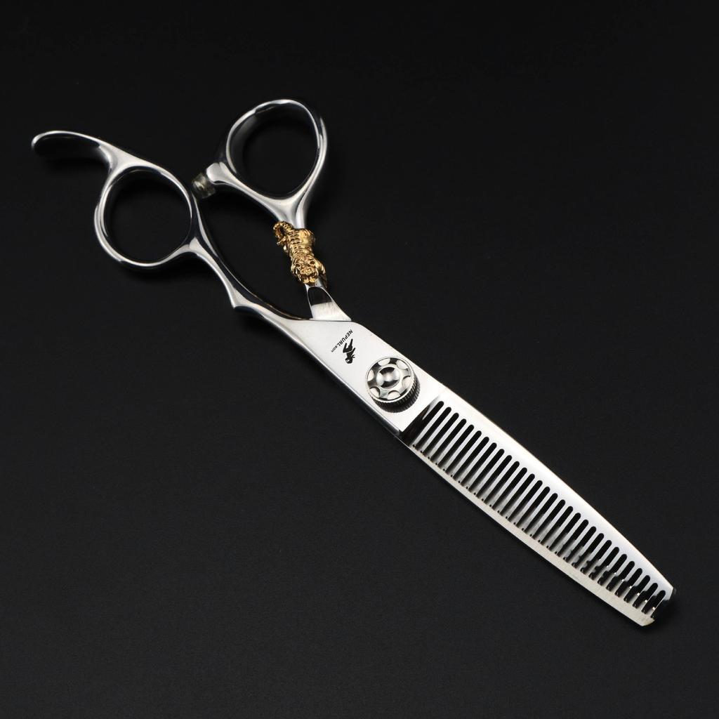 Black 6.0 Inch Nimpson Little Golden Tiger, Screws, Hair Scissors, Hair Scissors, Tooth Scissors, Thin Tooth Scissors