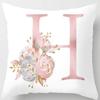 White Pink Alphabet Pillowcase Letter A-Z Flower Pillow Cover Sofa Cushion Cover Home Decor Pillow Cover