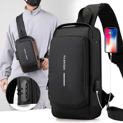 Men's Motorcycle Bag, Password Lock Anti-theft Chest Bag, Men's Crossbody Bag Chest Bag