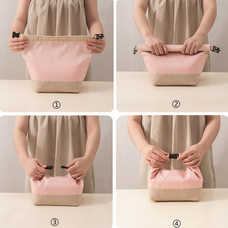 Portable Lunch Bag with Buckle Durable Insulated Lunch Box Tote Cooler Handbag Thermal Bento Pouch Food Carrier Shoulder Bags