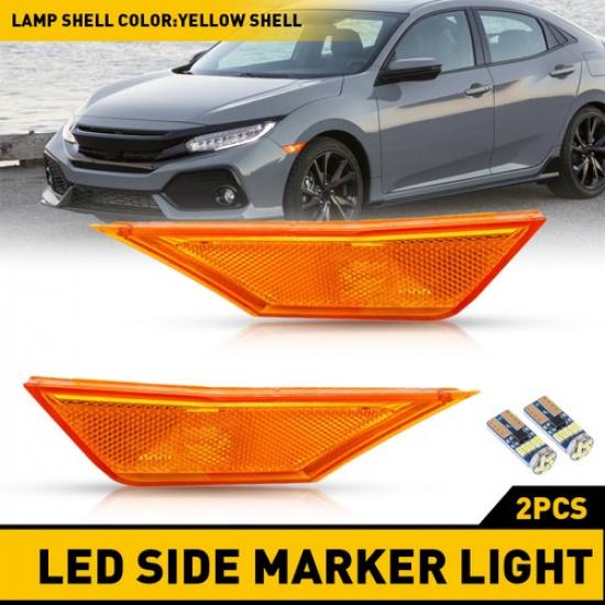 LED Marker Turn Side Lights Signal Lamp Amber Lens For Honda 2016- Civic