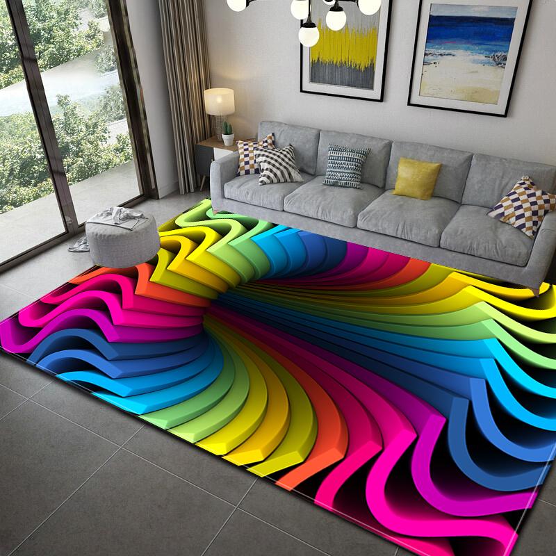 3D Colorful Geometry Block Carpets Large Area Rug for Living Room Bedroom Carpets Anti-Slip Floor Mat Kitchen Abstract Bath Mat