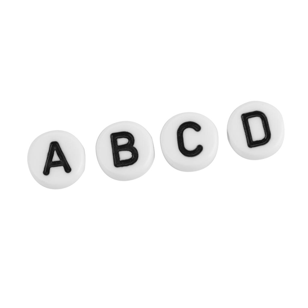 500Pcs Round Acrylic Single Letter Beads A Z White Beads DIY Bracelet Necklace Accessories