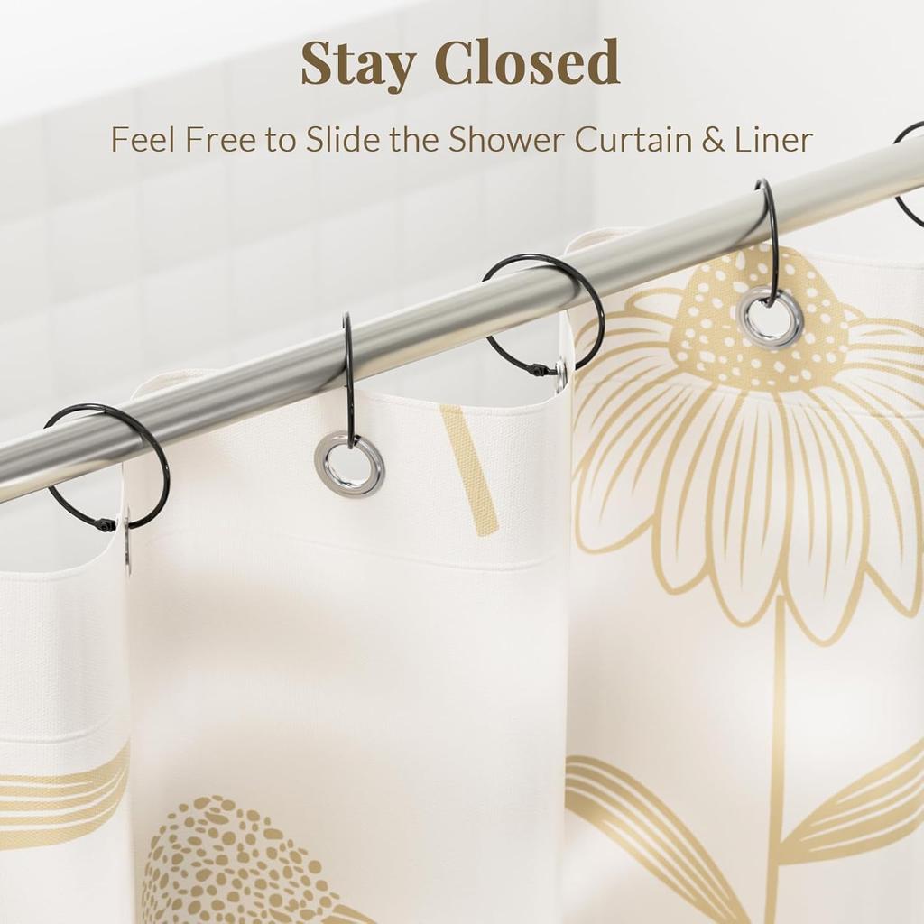 Shower Curtain Rings, Bathway Shower Curtain Hooks, Black Shower Curtain Rings Rust Proof, Anti-Drop Shower Rings for Curtain, Shower Hooks for
