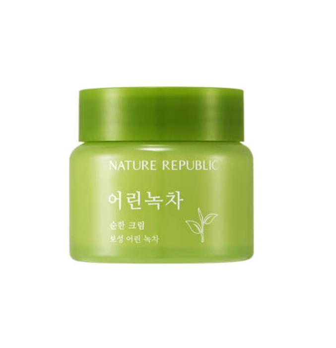 

Nature Republic Мягкий крем с зеленым чаем – 55 мл | Успокаивающий увлажняющий крем с острова Чеджу для чувствительной кожи 55ml
