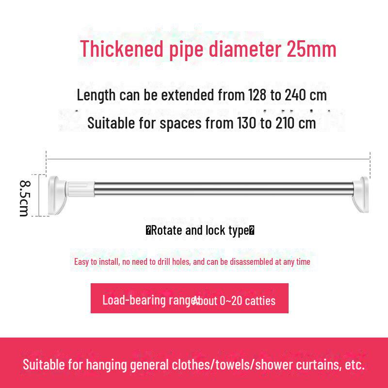 Stainless Steel Telescopic Clothes Drying Rod and Curtain Rack