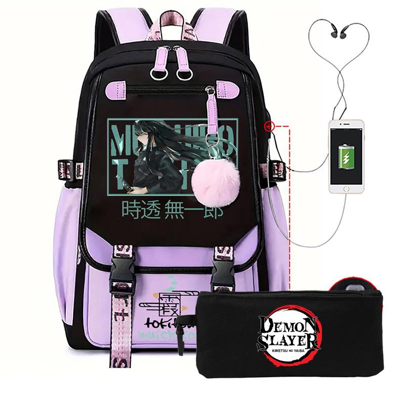 Anime School Bag Tokitou Muichirou Peripheral Backpack Set Student Pencil Bag
