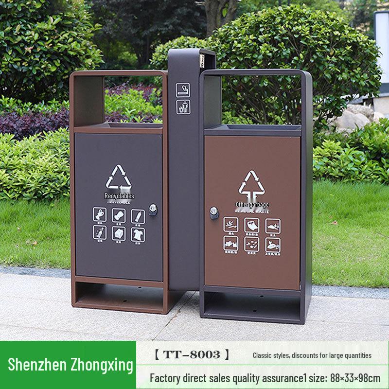Stainless Steel Outdoor Trash Can: Large Sanitation Bin for Fruit Peels and Waste
