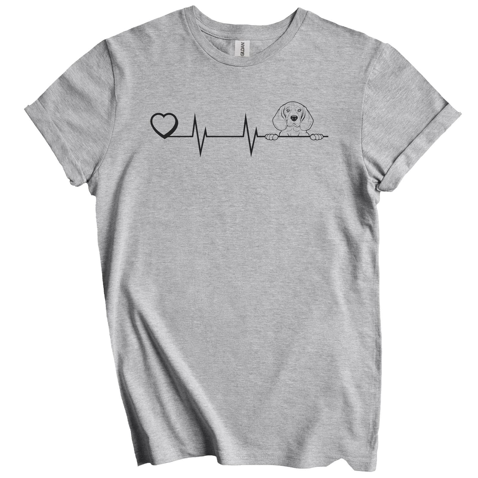 Heart Heartbeat Line Chart Beagle Dog Breed T-Shirt S