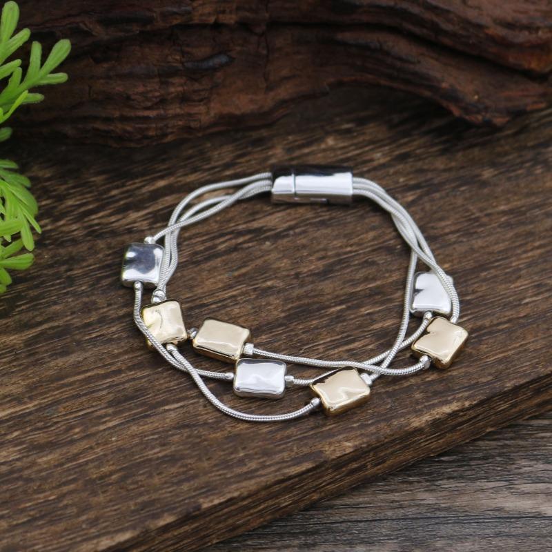 New square geometric snake bone chain magnetic bracelet men's and women's fashion simple and versatile square magnetic snake bone chain