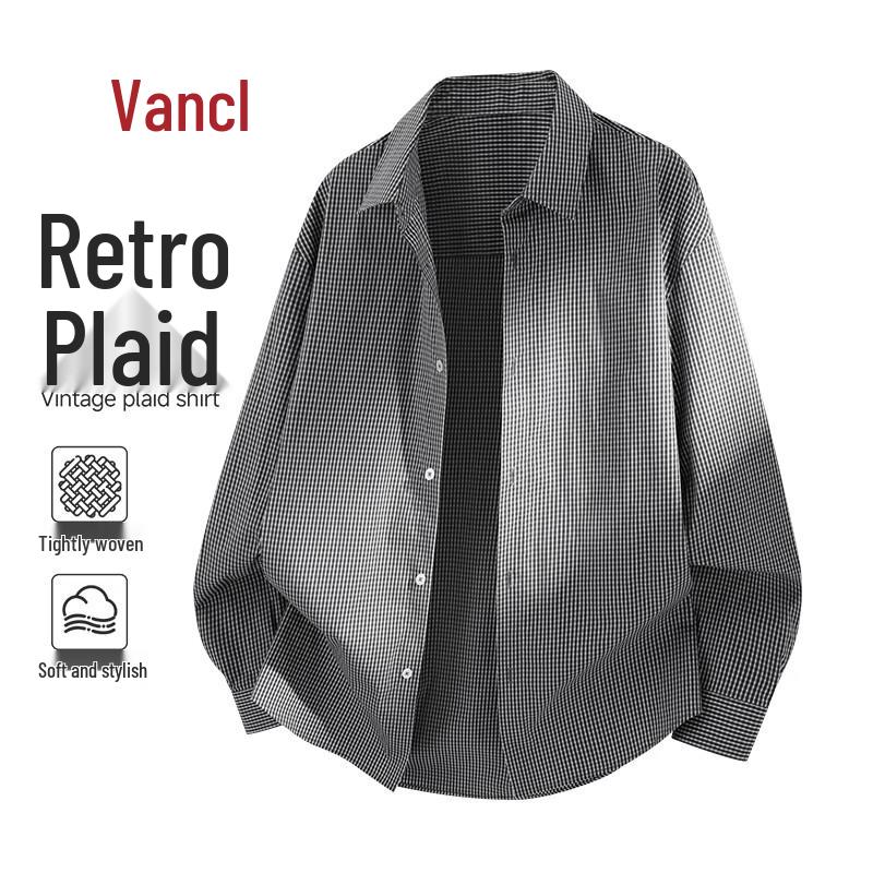 

VANCL Men s Plaid Retro Loose-Fit Long Sleeve Shirt 3XL