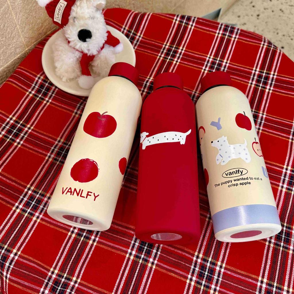 500ML Insulated Stainless Steel Water Bottle, Large Capacity Portable Thermos Flask, Small Mouth Christmas Mug, Model Xinghao