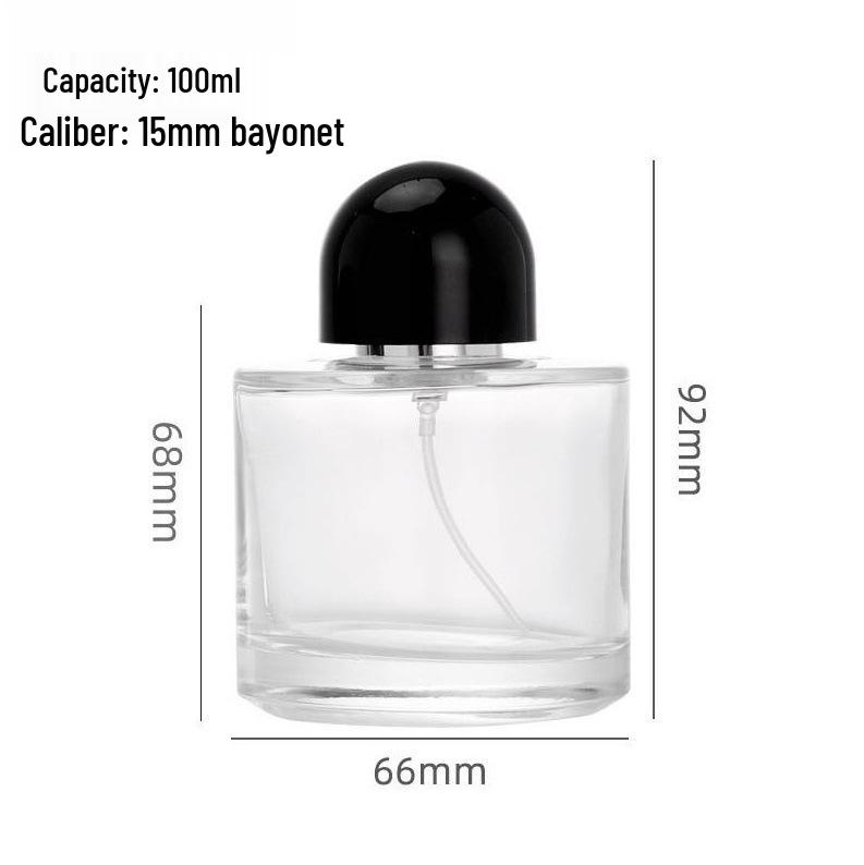 Glass Perfume Decanter: Cylindrical Bottle with 15mm Opening & Spray Cap, Empty