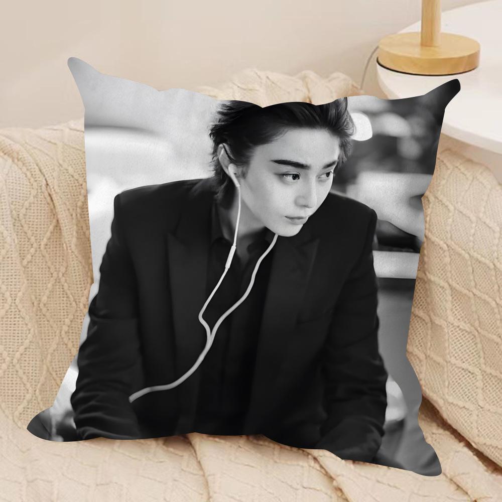 Actress Fan Bingbing Cushion Cover Soft Plush Fabric Double-Sided Printed Sofa Cushion Cover for All Seasons Home Decor Gift