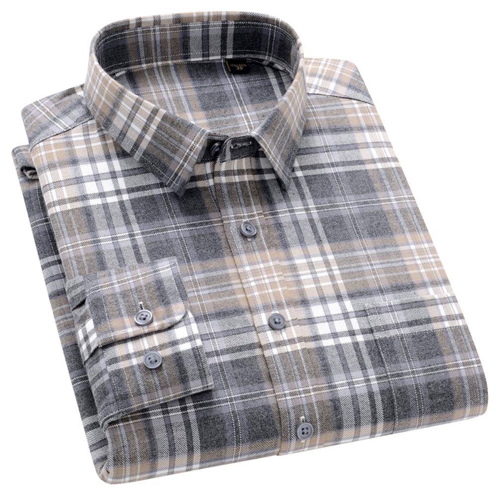 

Men s Plaid Long Sleeve 100% Cotton Flannel Shirt with Chest Pocket, Autumn Winter Comfortable Casual Button Down Shirts 45