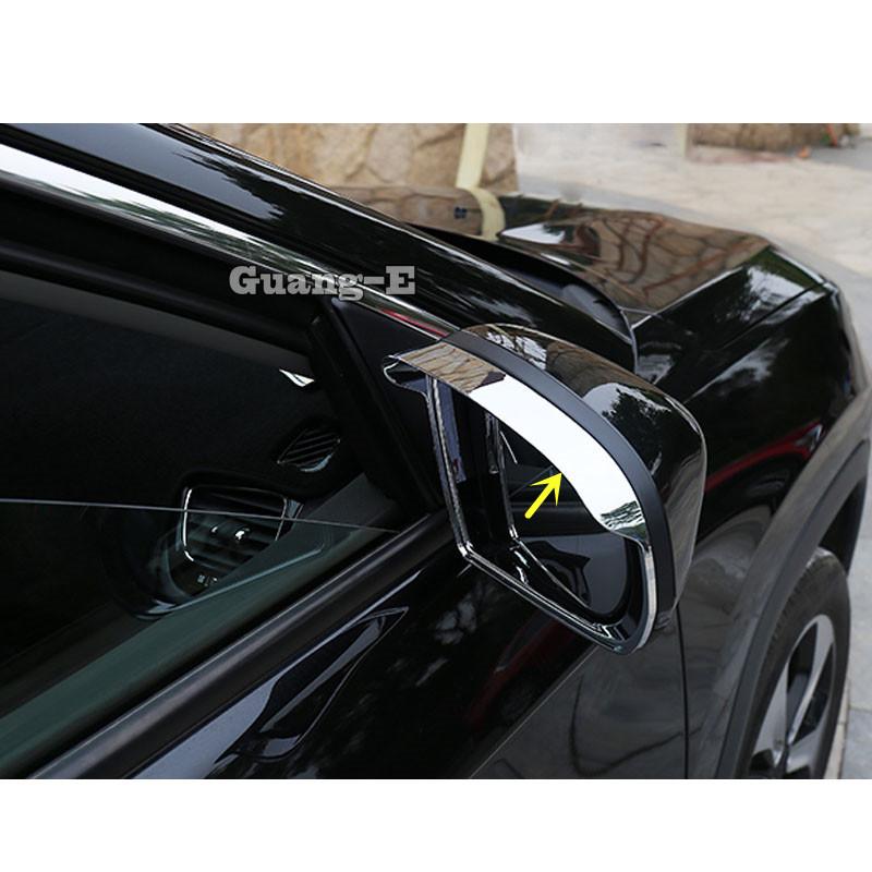 For Jeep Compass 2017 2018     Eyebrow Rear View Side Glass Mirror Trim Frame Rain Shield Sun Visor Shade ABS