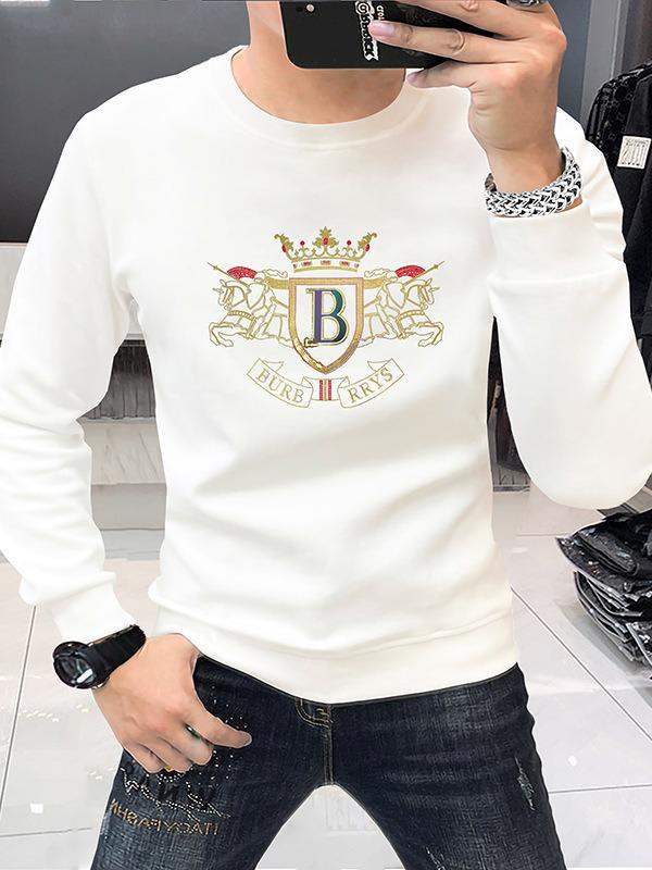 2023 European Style Slim Fit Men's Rhinestone Letter Sweatshirt