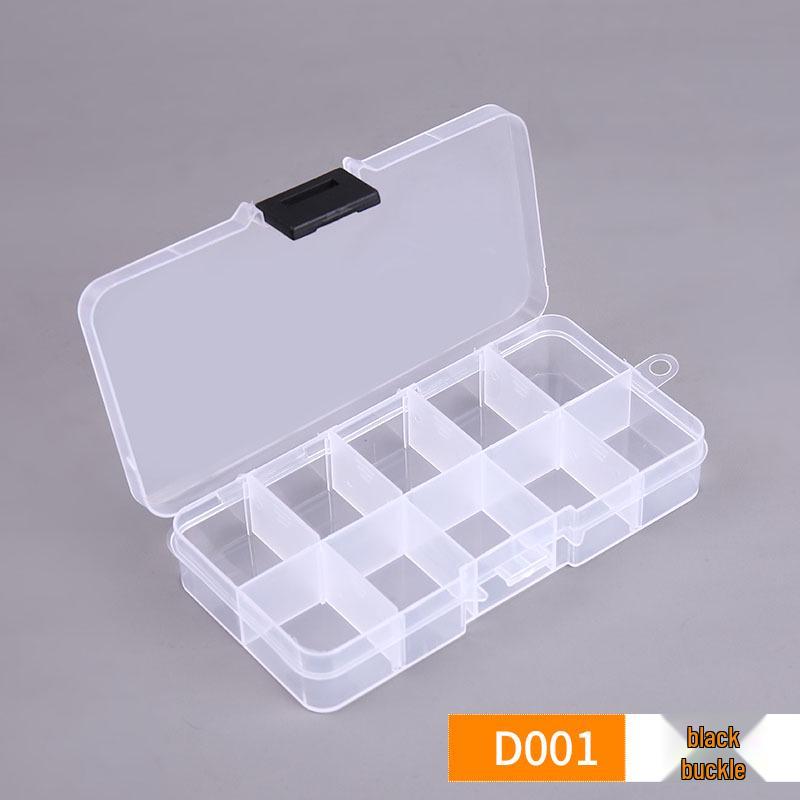 Compact 10-Compartment Transparent PP Storage Box with Lid for Jewelry & Tools