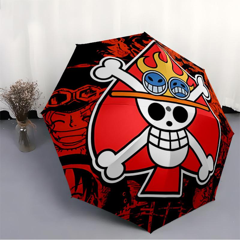 One Piece Logo Automatischer Regenschirm mit Faltfunktion - Reise Regenschirm, Perfektes Geschenk für Geburtstag, Weihnachten a0827023