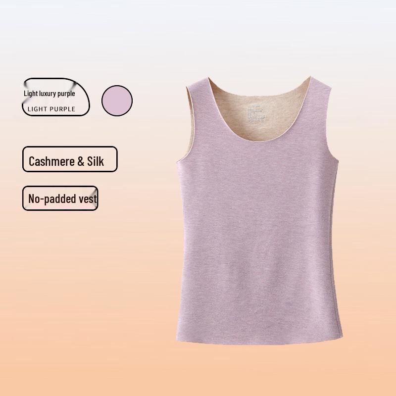 

Женский терможилет из кашемира и шелка с нагрудной подкладкой и немецким шерстяным утеплителем, бесшовный дизайн для осеннего и зимнего тепла Women s L (suggested 55-62.5kg)