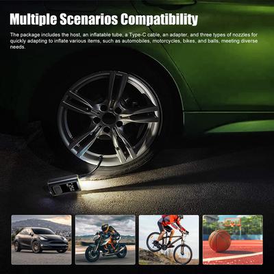 Car Inflatable Pump Cordless Pump Portable Tire Inflator Digital Display Car Tire Air Compressor