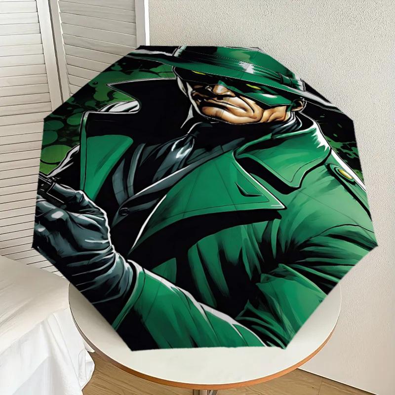 1pc Green Lantern Automatic Open/Close Umbrella Compact Folding Umbrella with 8-Rib Shaft lightweight esign, for Women/Men1153A