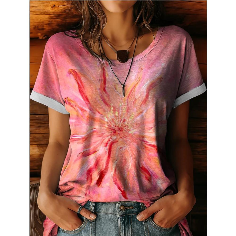 Fashion Women Retro Creative Geometric Lines Print T Shirt Funny Casual O-neck Short Sleeves T-shirt Summer Female Tee Shirt