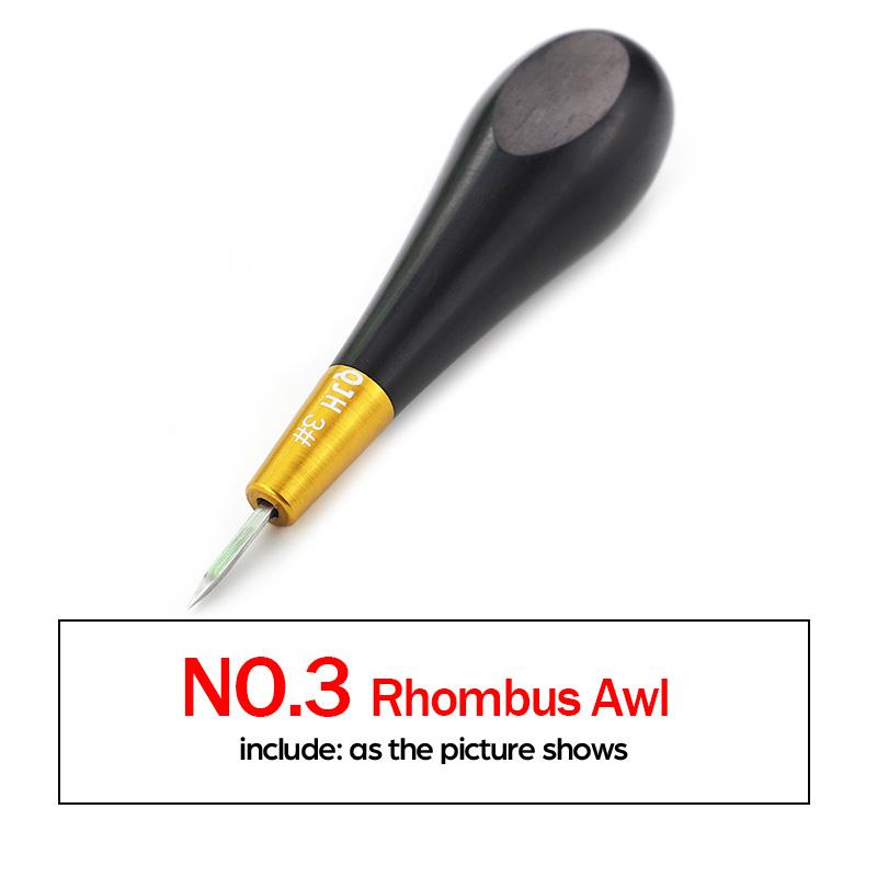 1pc Handmade DIY Leather Hole Punch Awl Tool,  Black Handle Diamond Chopping Puncher, Leather Perforation Sewing Craftwork Tool