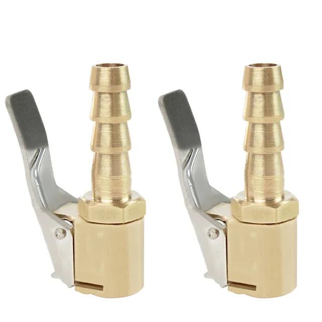 8mm Car Tire Valve Clip Solid Brass Nozzle Clamp Inflation Pump Adapter Air Chuck Inflator Quick Connector Tire Accessories 2pcs