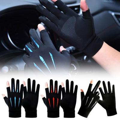 Men's Summer Fishing Gloves Ice Silk Non-Slip Sun Protection Sports Cycling Outdoor Gloves Glov G8L3