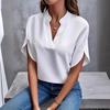 2024 Summer Fashion Women's V-neck Loose Solid Color Casual Top