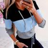 2025 Spring Long Sleeve Casual Color Block Hoodie Sweatshirt