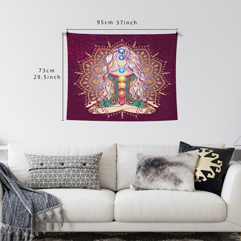 VIKAMA Chakra Mandala Wandteppich Lila Spirituelle Wandbehang für Schlafzimmer Meditations- und Yogaraum Dekoration